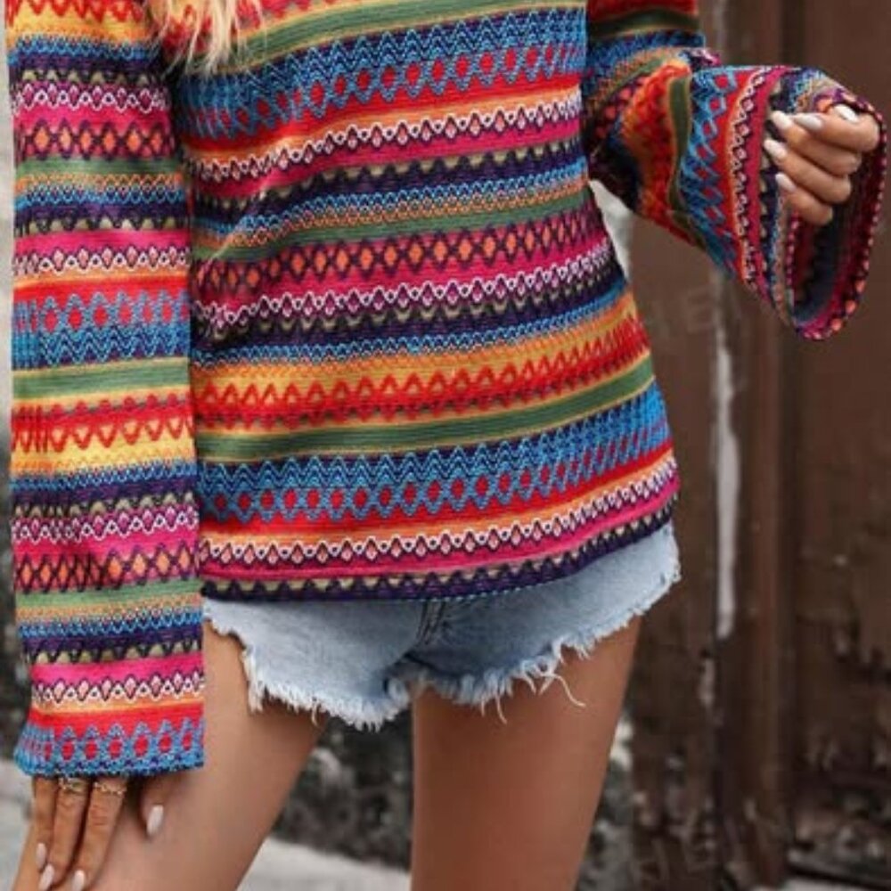 NWOT Multicolor Striped Textured Sweater - Women - Picture 2 of 8
